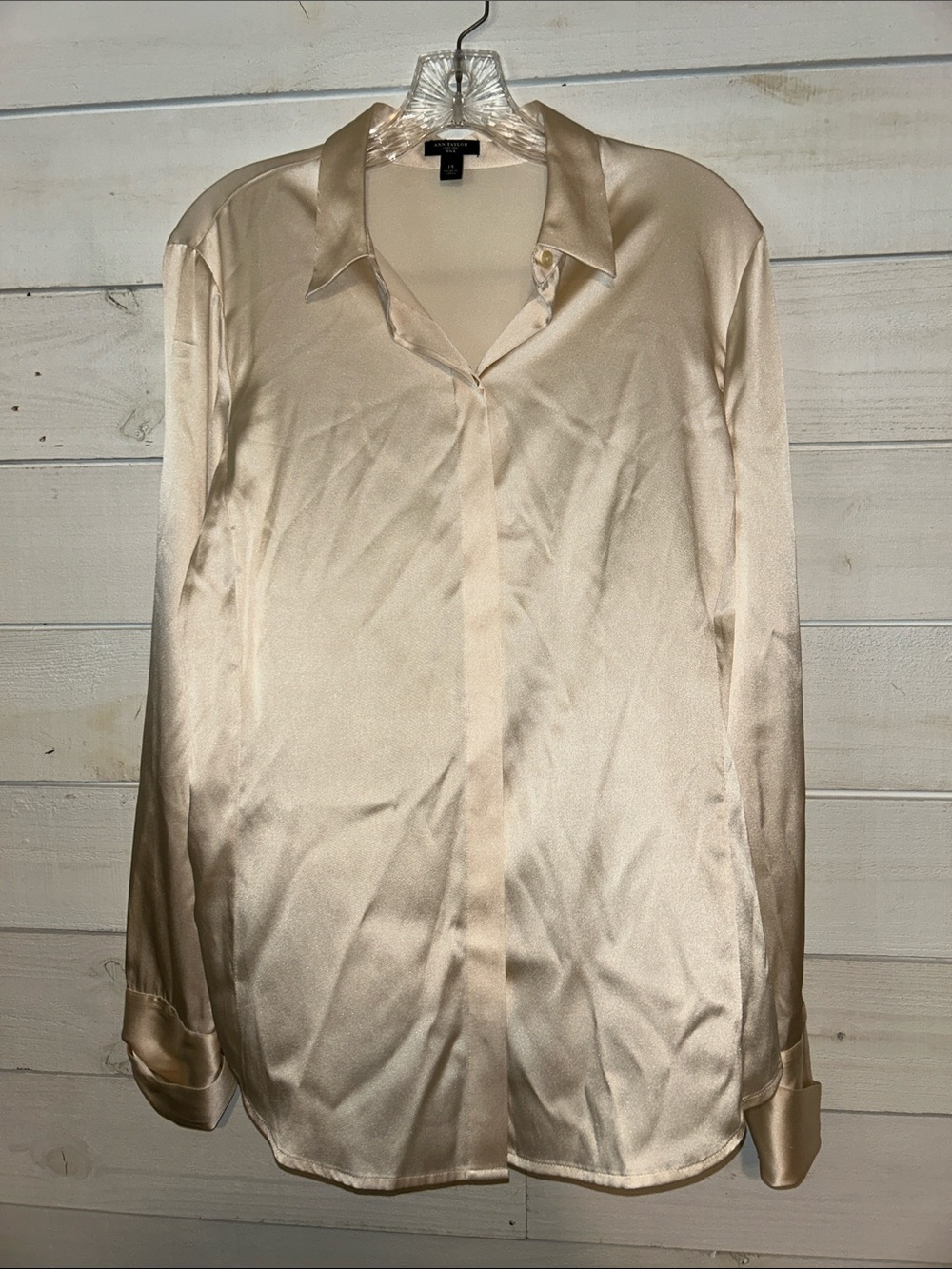 Ann Taylor SILK! Classic Satin Dress Shirt